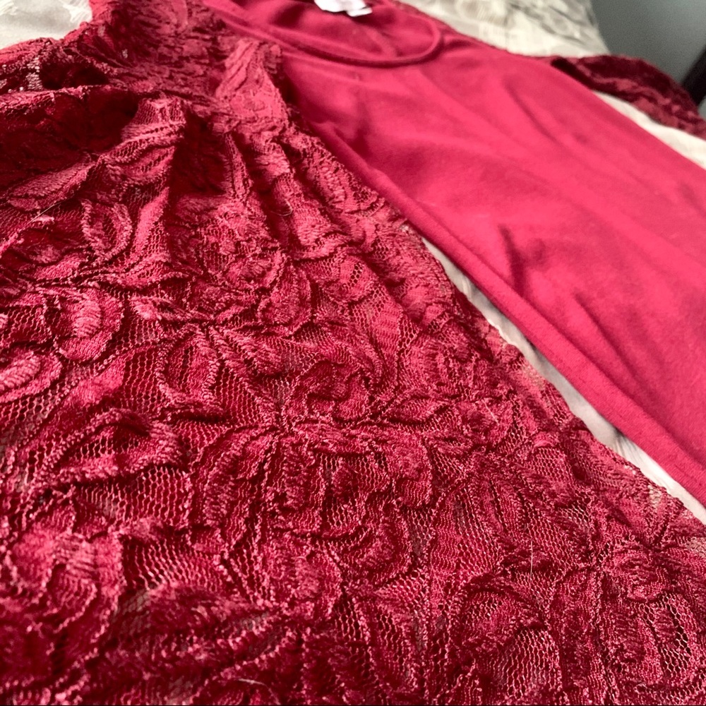 Red Lacey sleeve Mini Dress